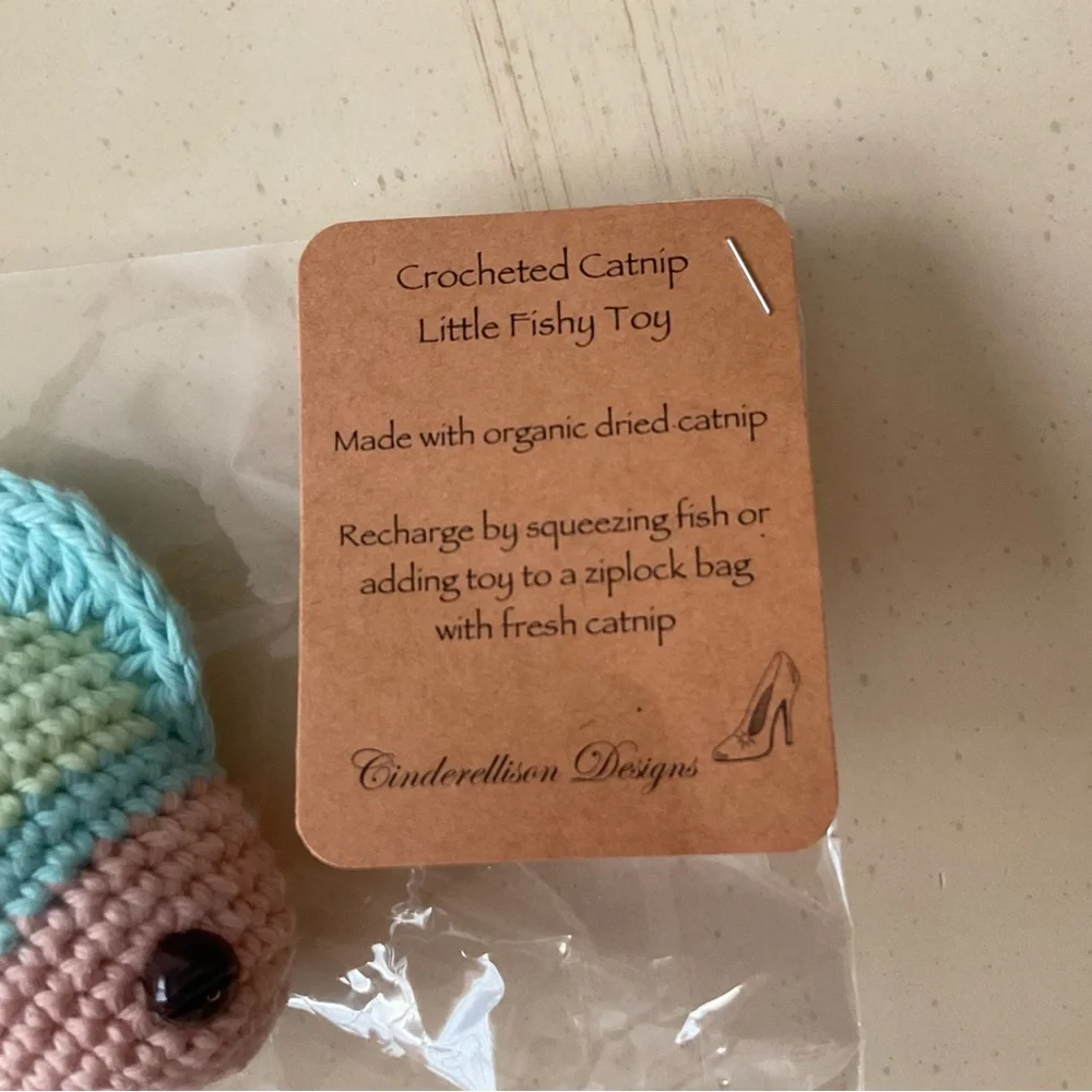 Hand Crocheted Kitty Cat Catnip Filled Fish Toy 🐟 🐠